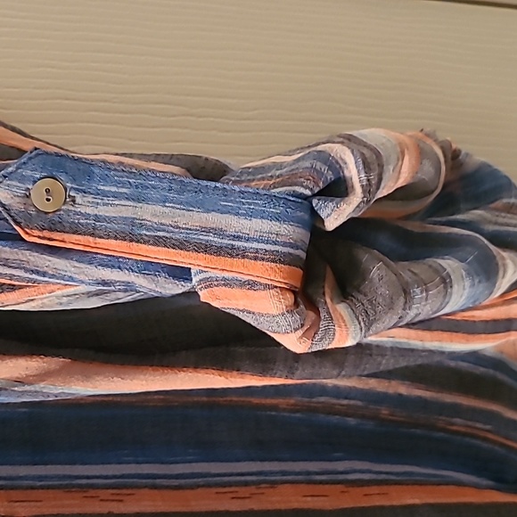 ZAC & RACHEL WOMEN'S LONG SLEEVE BLUE STRIPED FRONT BUTTON SHIRT SIZE MEDIUM - Picture 5 of 16